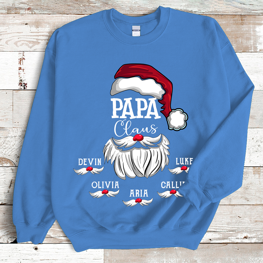 Lofaris Custom Papa Claus Santa Kids Christmas Sweatshirt