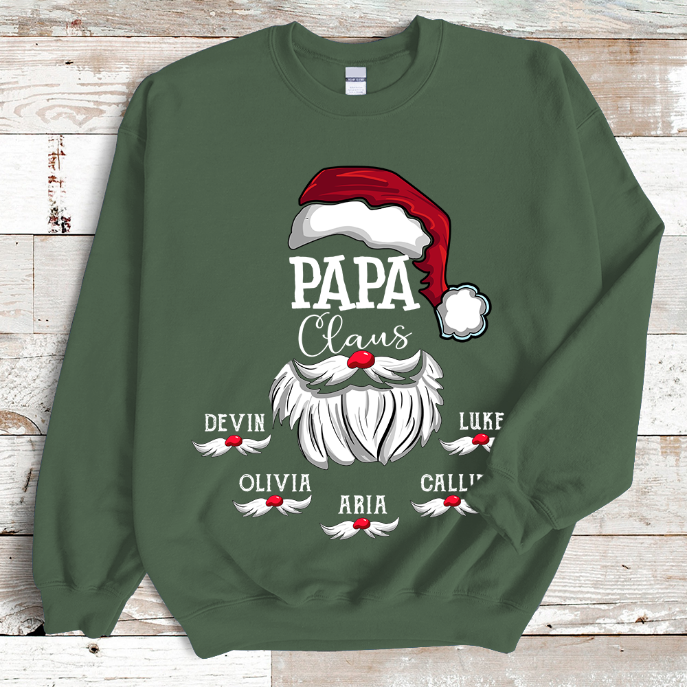 Lofaris Custom Papa Claus Santa Kids Christmas Sweatshirt