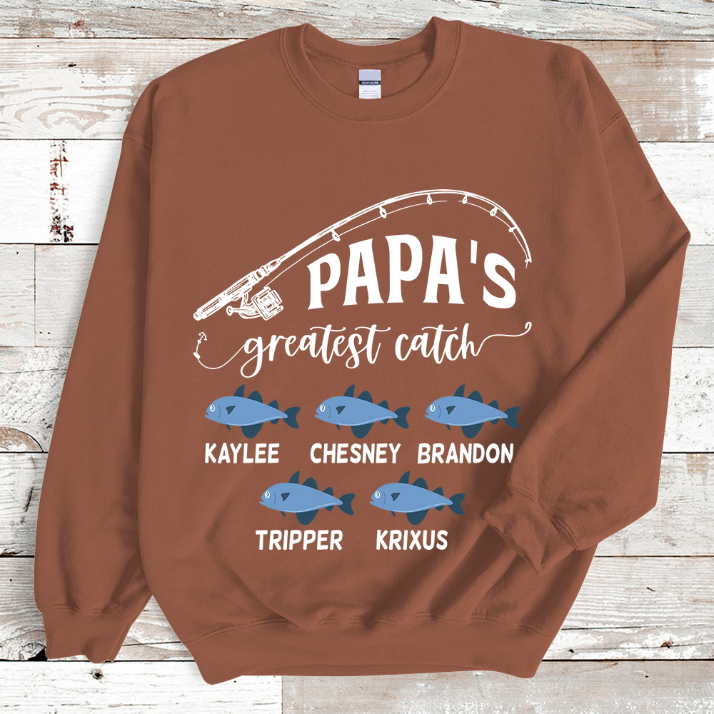 Lofaris Custom Papa Fishing Fathers Birthday Gift Sweatshirt
