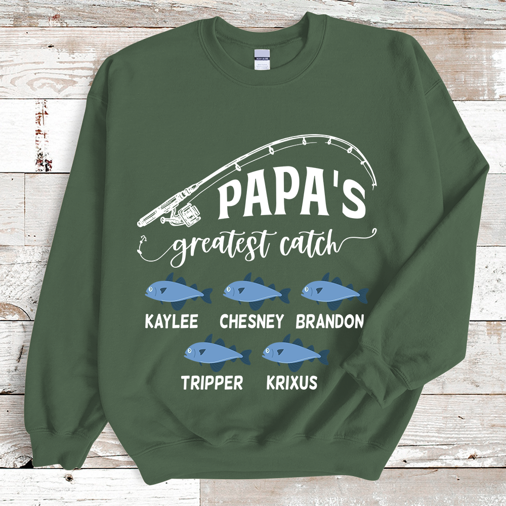 Lofaris Custom Papa Fishing Fathers Birthday Gift Sweatshirt