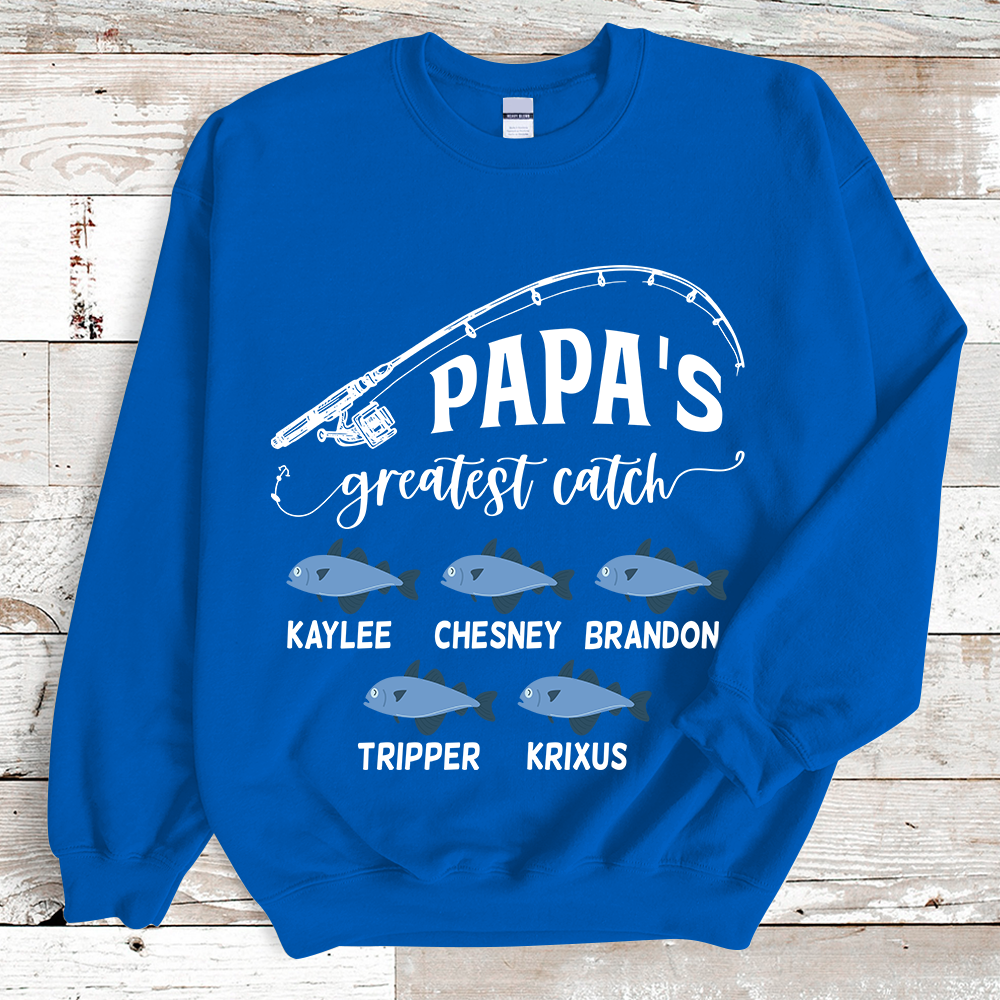 Lofaris Custom Papa Fishing Fathers Birthday Gift Sweatshirt