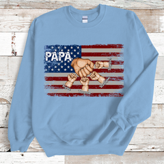 Lofaris Custom Papa Flag Hand And Grandkids Gift Sweatshirt