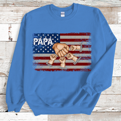Lofaris Custom Papa Flag Hand And Grandkids Gift Sweatshirt