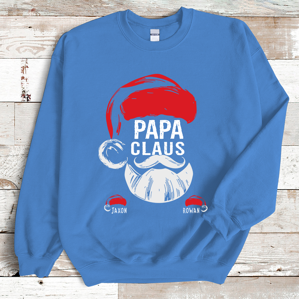 Lofaris Custom Papa Santa Claus Kids Christmas Sweatshirt