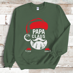 Lofaris Custom Papa Santa Claus Kids Christmas Sweatshirt