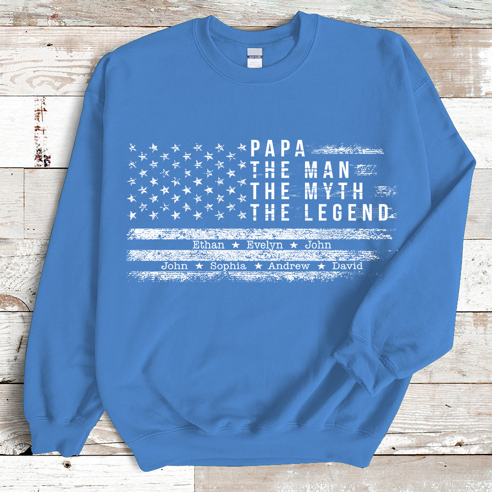 Lofaris Custom Papa the Man Myth Legend Kids Sweatshirt