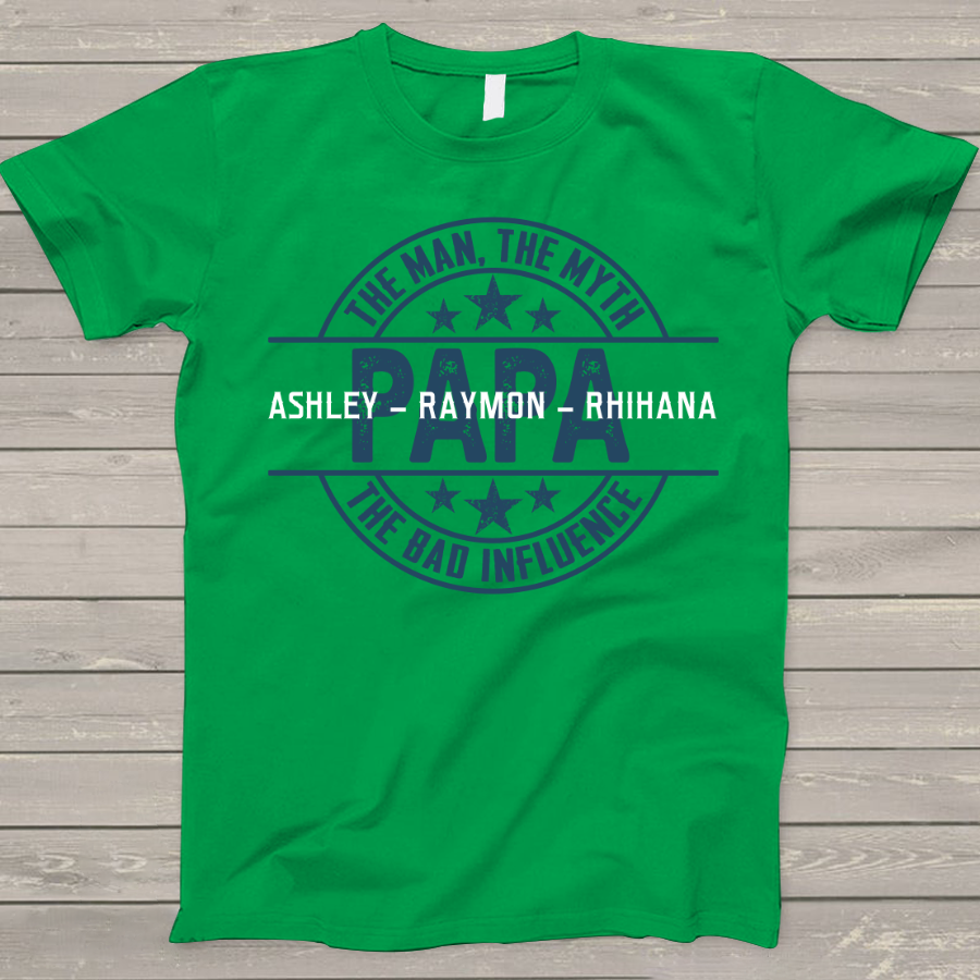 Lofaris Custom Papa The man myth Fathers Day T - Shirt