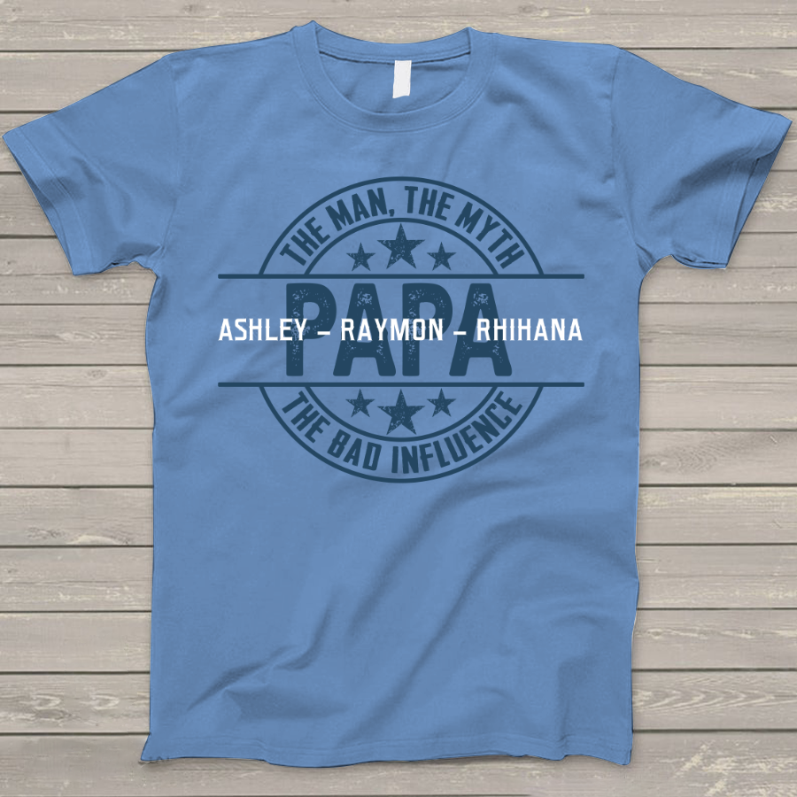 Lofaris Custom Papa The man myth Fathers Day T - Shirt