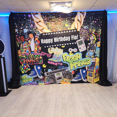 Lofaris Custom Microfiber Cloth Party Backdrop with Personalized Text Color