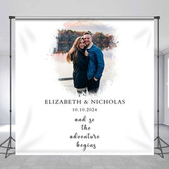 Lofaris Custom Photo Adventure Begins White Wedding Backdrop