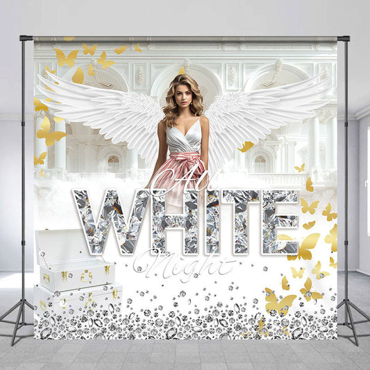 Lofaris Custom Photo All White Night Diamond Party Backdrop