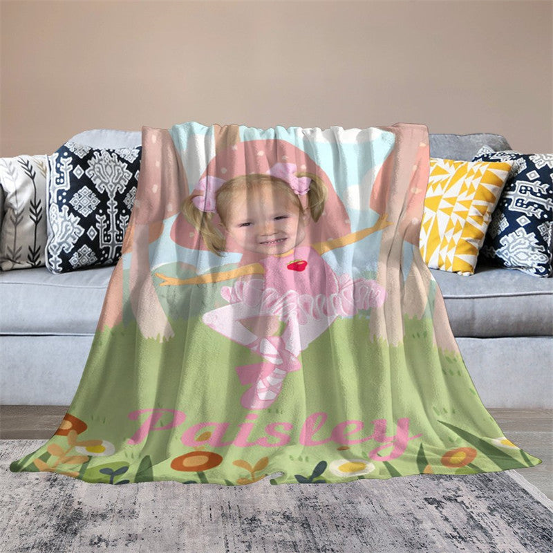 Lofaris Custom Photo Ballet Dancer Grass Mushroom Blanket