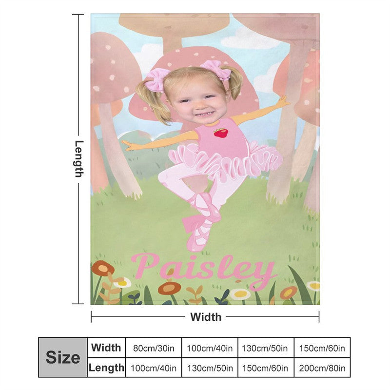Lofaris Custom Photo Ballet Dancer Grass Mushroom Blanket