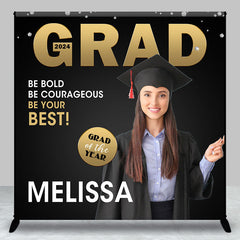Lofaris Custom Photo Be Your Best Black Graduation Backdrop