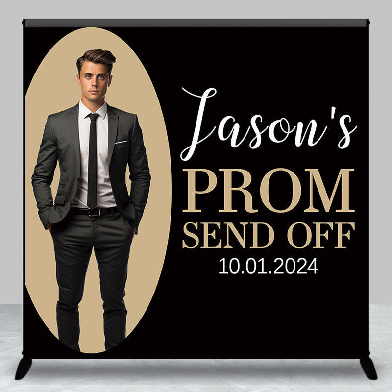 Lofaris Custom Photo Black Brown Simple Prom Backdrop