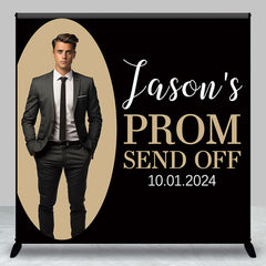 Lofaris Custom Photo Black Brown Simple Prom Backdrop