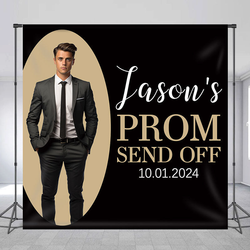 Lofaris Custom Photo Black Brown Simple Prom Backdrop