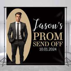 Lofaris Custom Photo Black Brown Simple Prom Backdrop