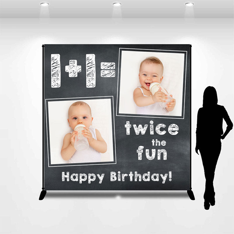 Lofaris Custom Photo Blackboard Simple 2nd Birthday Backdrop