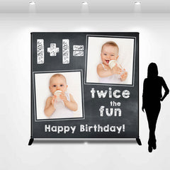 Lofaris Custom Photo Blackboard Simple 2nd Birthday Backdrop