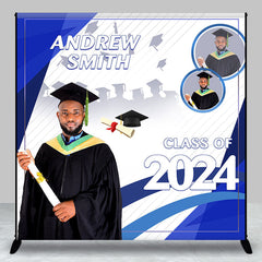 Lofaris Custom Photo Blue Class of 2024 Graduation Party Backdrop