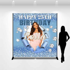 Lofaris Custom Photo Blue Torn Paper 25th Birthday Backdrop