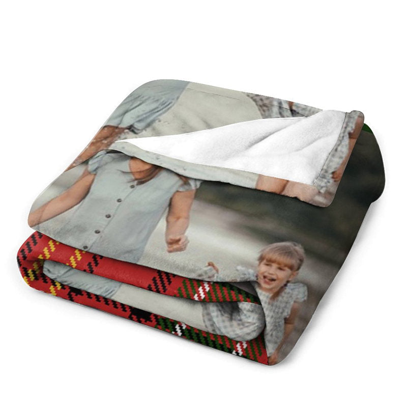 Lofaris Custom Photo Classic Red Checkered Christmas Blanket