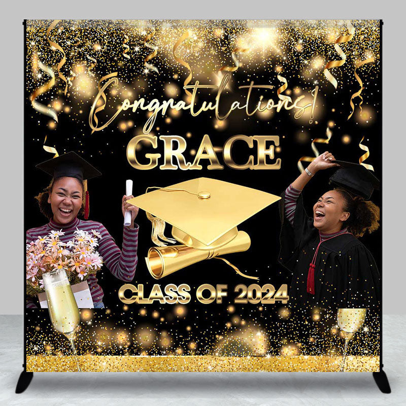 Lofaris Custom Photo Congratulation Gold Graduation Backdrop