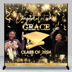 Lofaris Custom Photo Congratulation Gold Graduation Backdrop