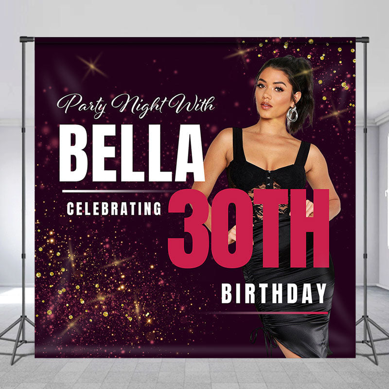 Lofaris Custom Photo Dark Purple 30Th Birthday Backdrop