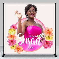 Lofaris Custom Photo Floral Godness Forty Birthday Backdrop