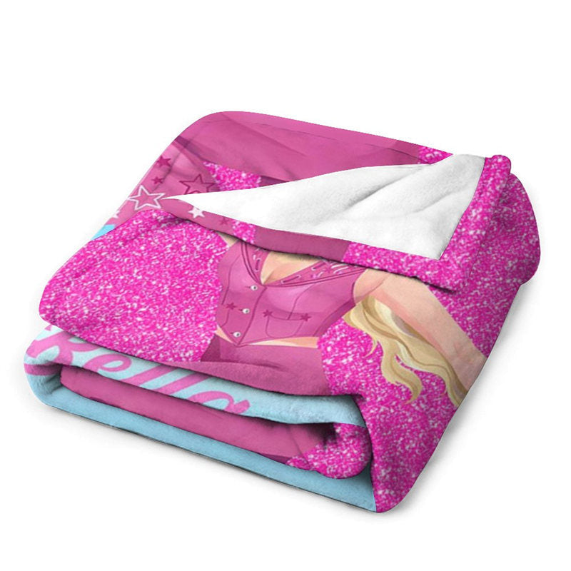 Lofaris Custom Photo Glitter Pink Circle Blue Sky Blanket