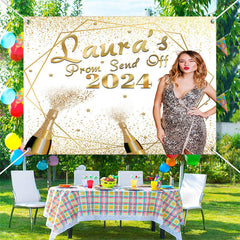 Lofaris Custom Photo Gold Champagne Prom Send Off Backdrop