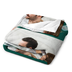 Lofaris Custom Photo Green Bauble Family Christmas Blanket