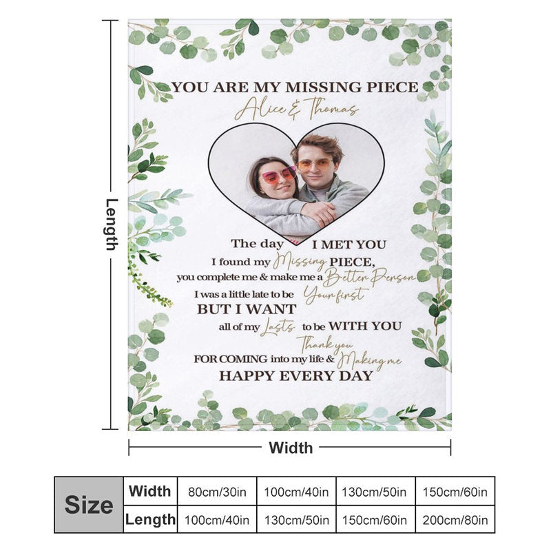 Lofaris Custom Photo Green Plant Letter Valentines Blanket