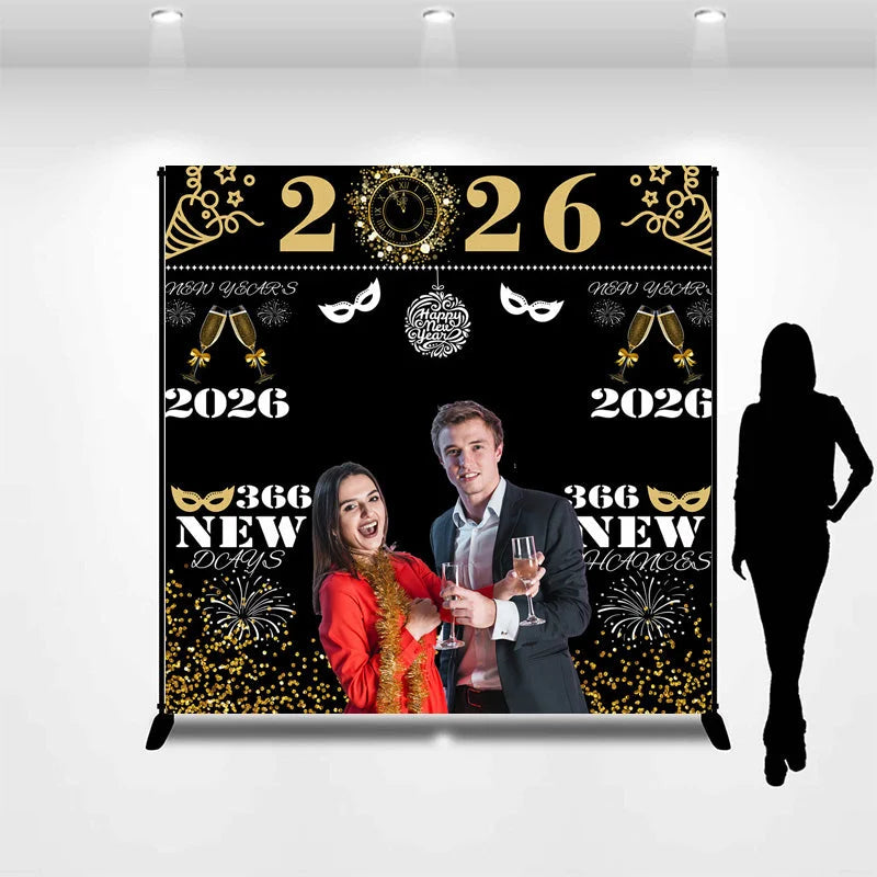Lofaris Custom Photo Mask Spark 2026 Happy New Year Backdrop