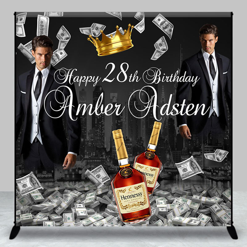 Lofaris Custom Photo Money Man 28th Birthday Backdrop