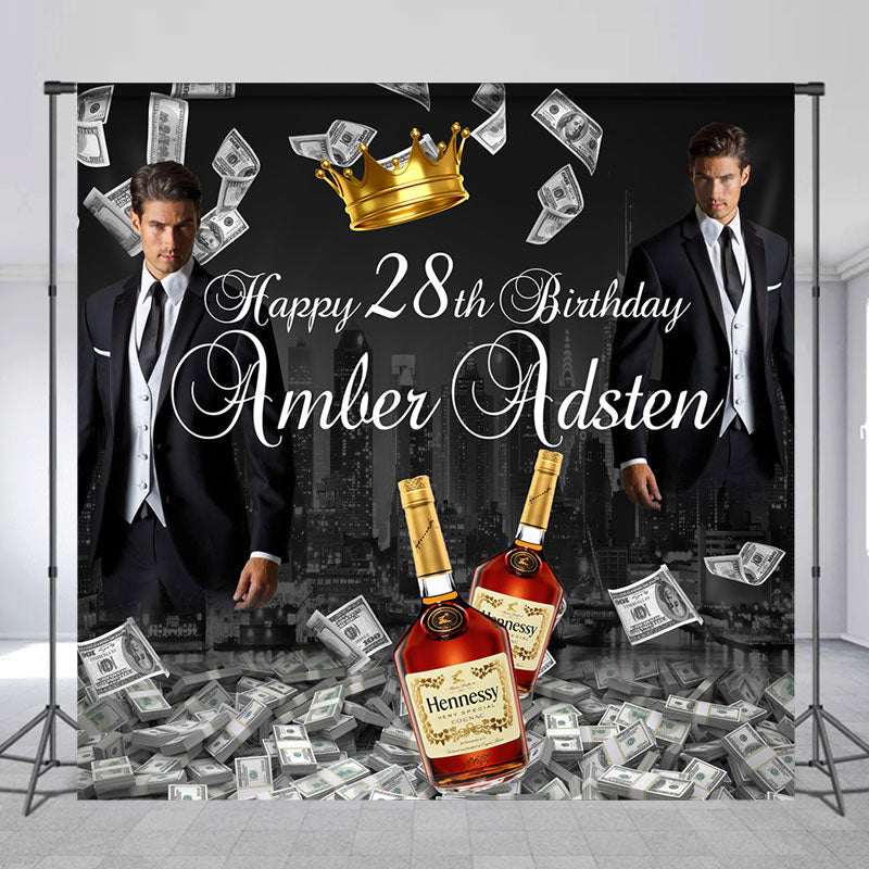 Lofaris Custom Photo Money Man 28th Birthday Backdrop