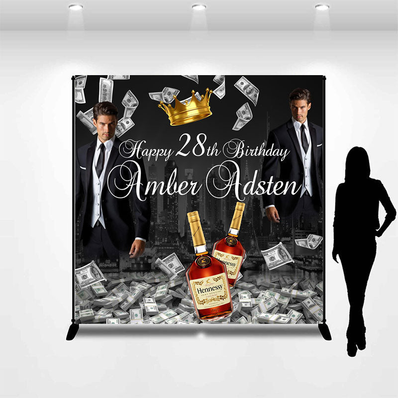 Lofaris Custom Photo Money Man 28th Birthday Backdrop