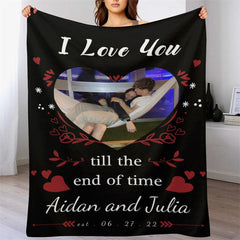 Lofaris Custom Photo Name Years Blanket for Couple Gift