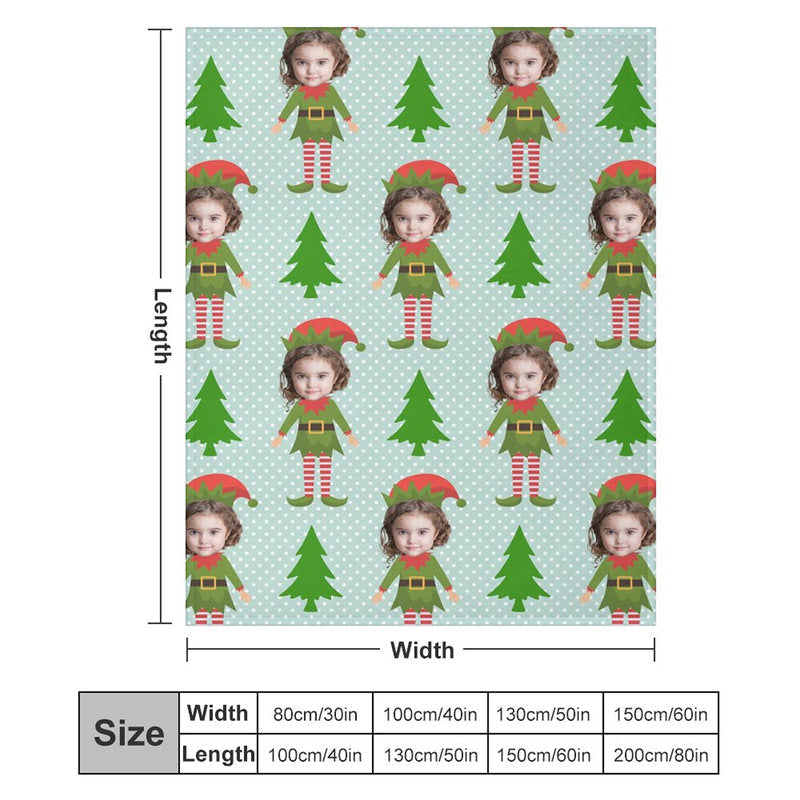 Lofaris Custom Photo Pine Tree Elf Dots Christmas Blanket