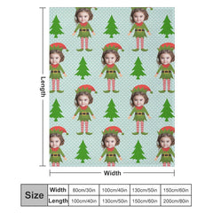 Lofaris Custom Photo Pine Tree Elf Dots Christmas Blanket