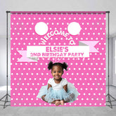 Lofaris Custom Photo Pink White Dots 2nd Birthday Backdrop
