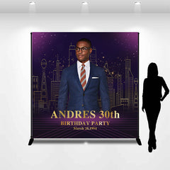 Lofaris Custom Photo Purple Modern City Birthday Backdrop