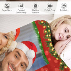 Lofaris Custom Photo Red Bokeh Green Plant Christmas Blanket