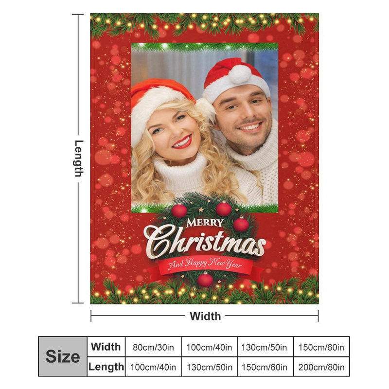 Lofaris Custom Photo Red Bokeh Green Plant Christmas Blanket