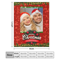 Lofaris Custom Photo Red Bokeh Green Plant Christmas Blanket