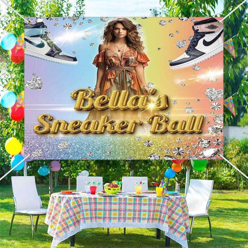 Lofaris Custom Photo Sneaker Ball Diamonds Birthday Backdrop