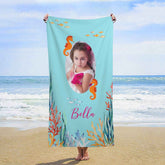 Lofaris Custom Photo Under Sea Summer Girl Beach Towel