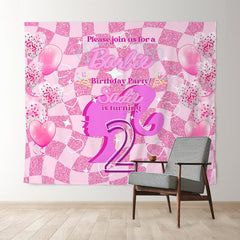 Lofaris Custom Pink Glitter Barbie 2th Birthday Backdrop